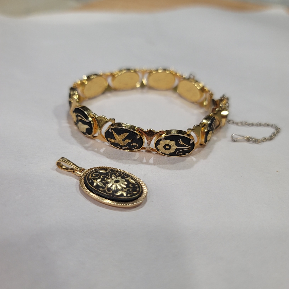 Damascene Bracelet and Pendant